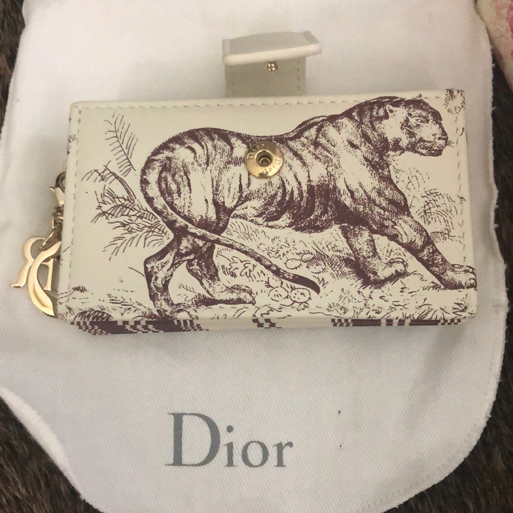 SOLD — Dior Lady Gusseted Cardholder Toile de Jouy
